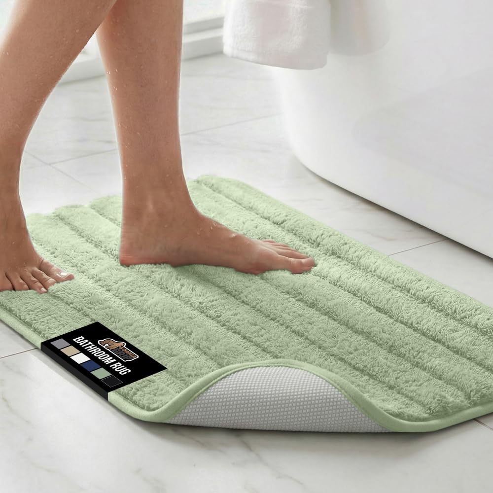GORILLA GRIP Memory Foam Bathroom Rugs, Absorbent Bath Mat, 24x16 Navy