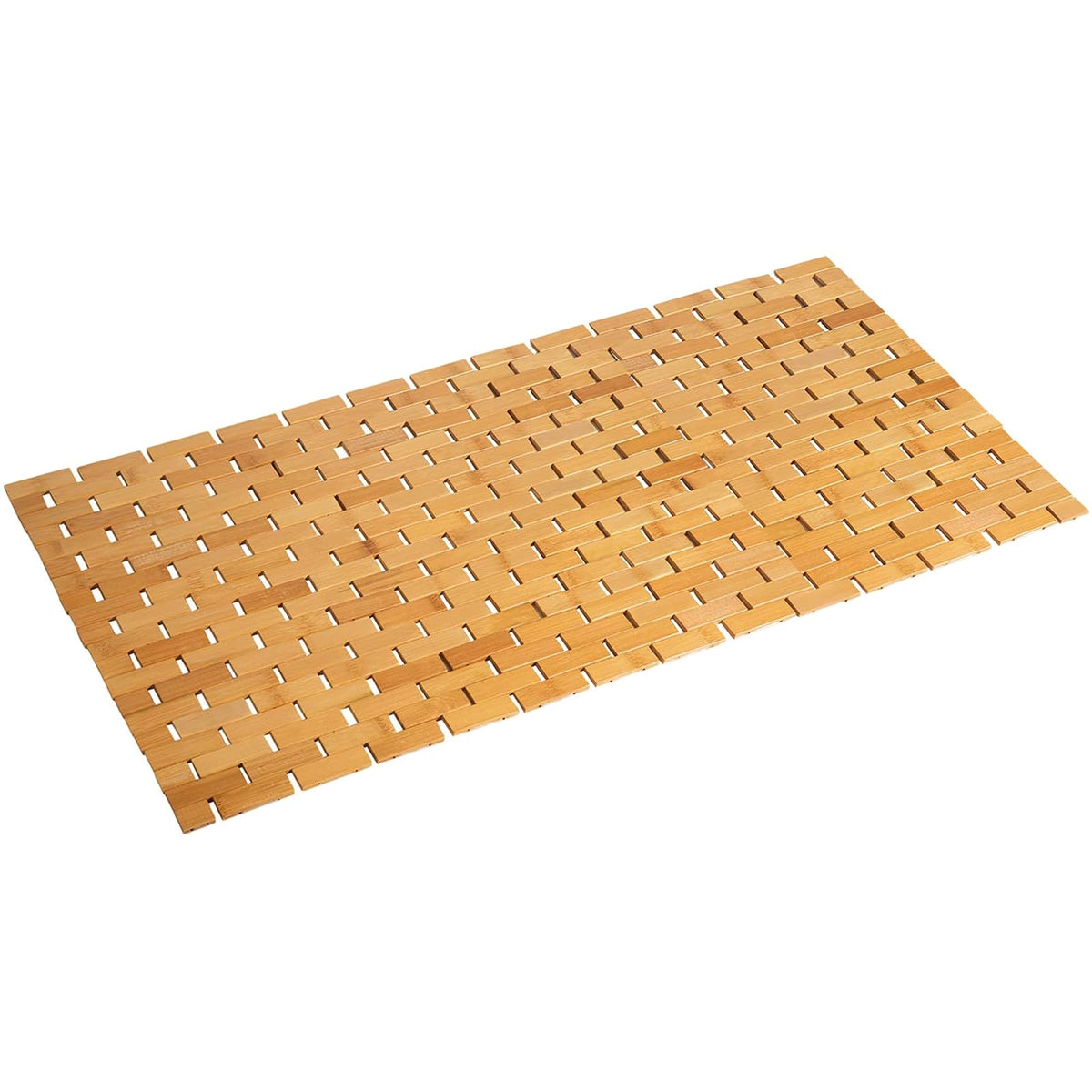 Rayon derived from Bamboo Bath Mat Bathroom Rugs Floor Wood Shower Bathtub Waterproof Non Slip Accessories 16x24 Inch Easy to Clean, Natural, 1 pc