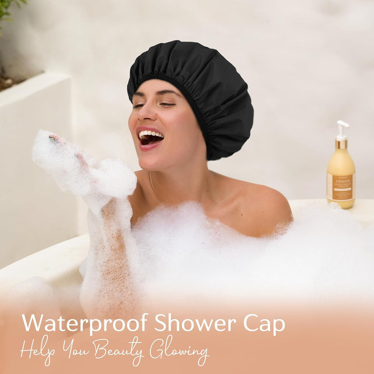 Yanibest Shower Cap Reusable Waterproof, Double Layer Shower Caps for Women