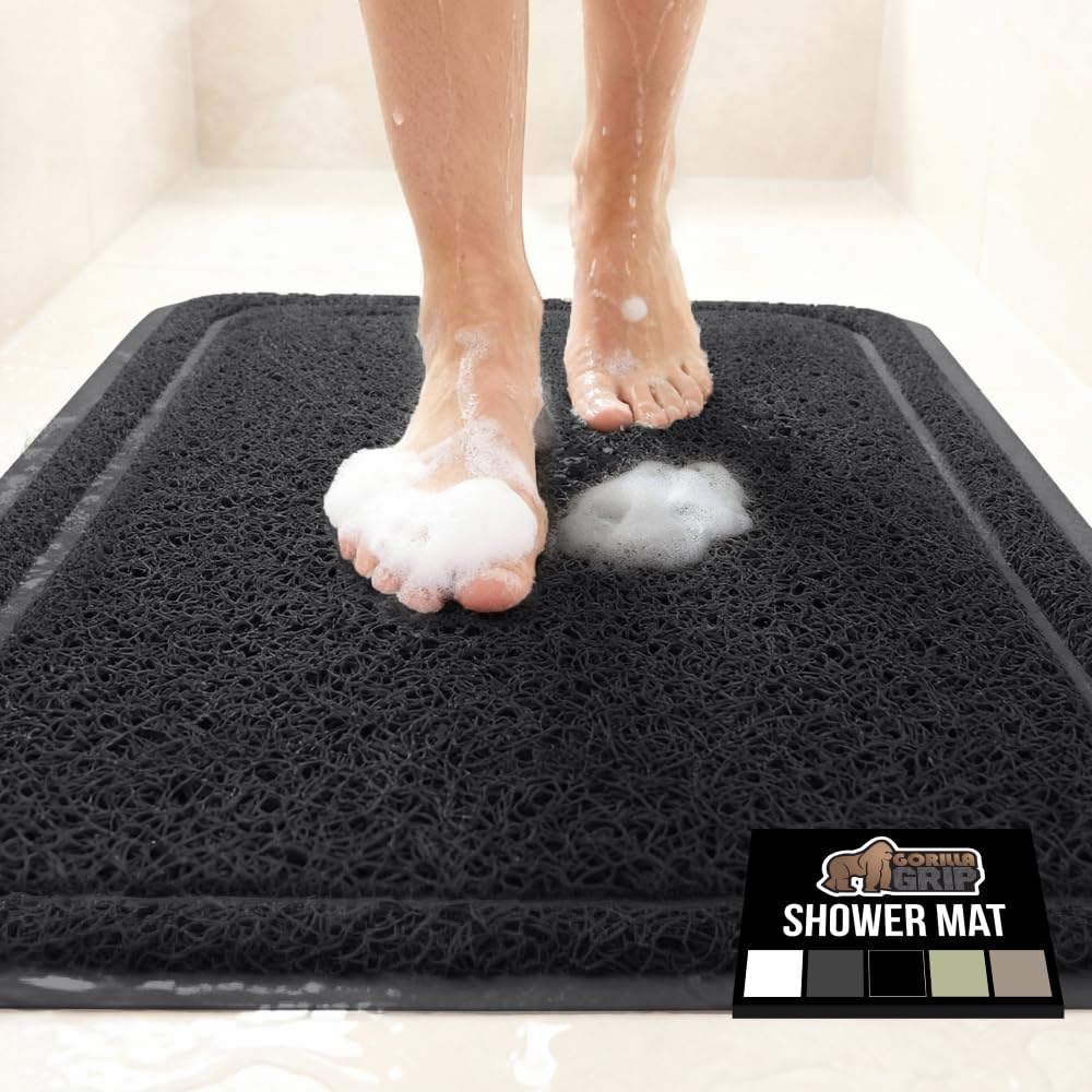 GORILLA GRIP Exfoliating Bath and Shower Mat, Textured Backing, 24x16 White