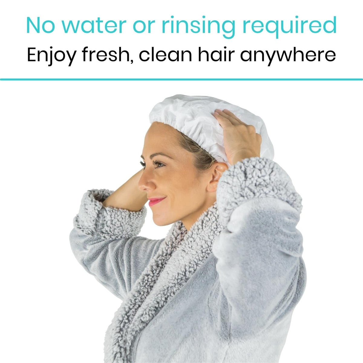 Vive No Rinse Shampoo Cap (6 pcs) - Soft Shower Caps with Conditioner