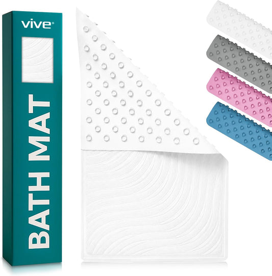 Vive Non-Slip Bath Mat with Suction Cups - 28" x 16" Extra Large Rubber Mat