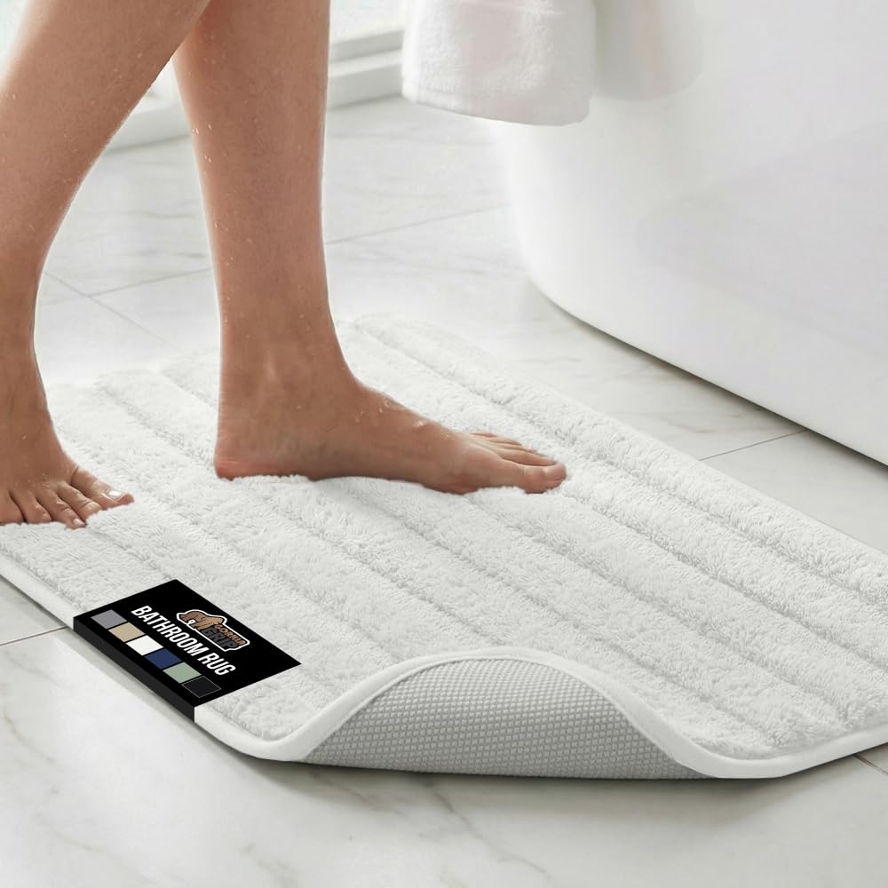 GORILLA GRIP Memory Foam Bathroom Rugs, Absorbent Bath Mat, 24x16 Navy