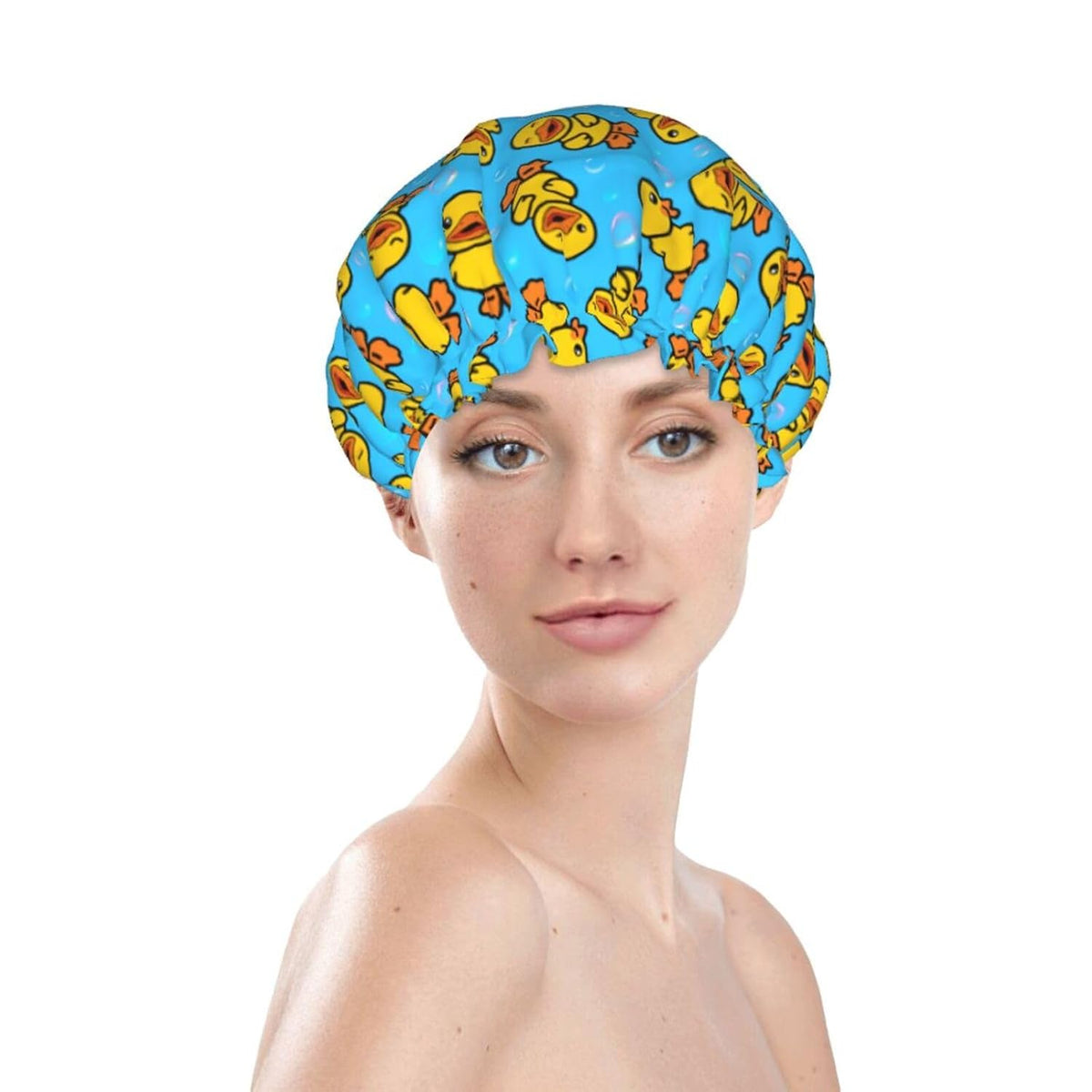 Yellow Rubber Duck Shower Cap Gifts For Womens Mens Waterproof Adjustable