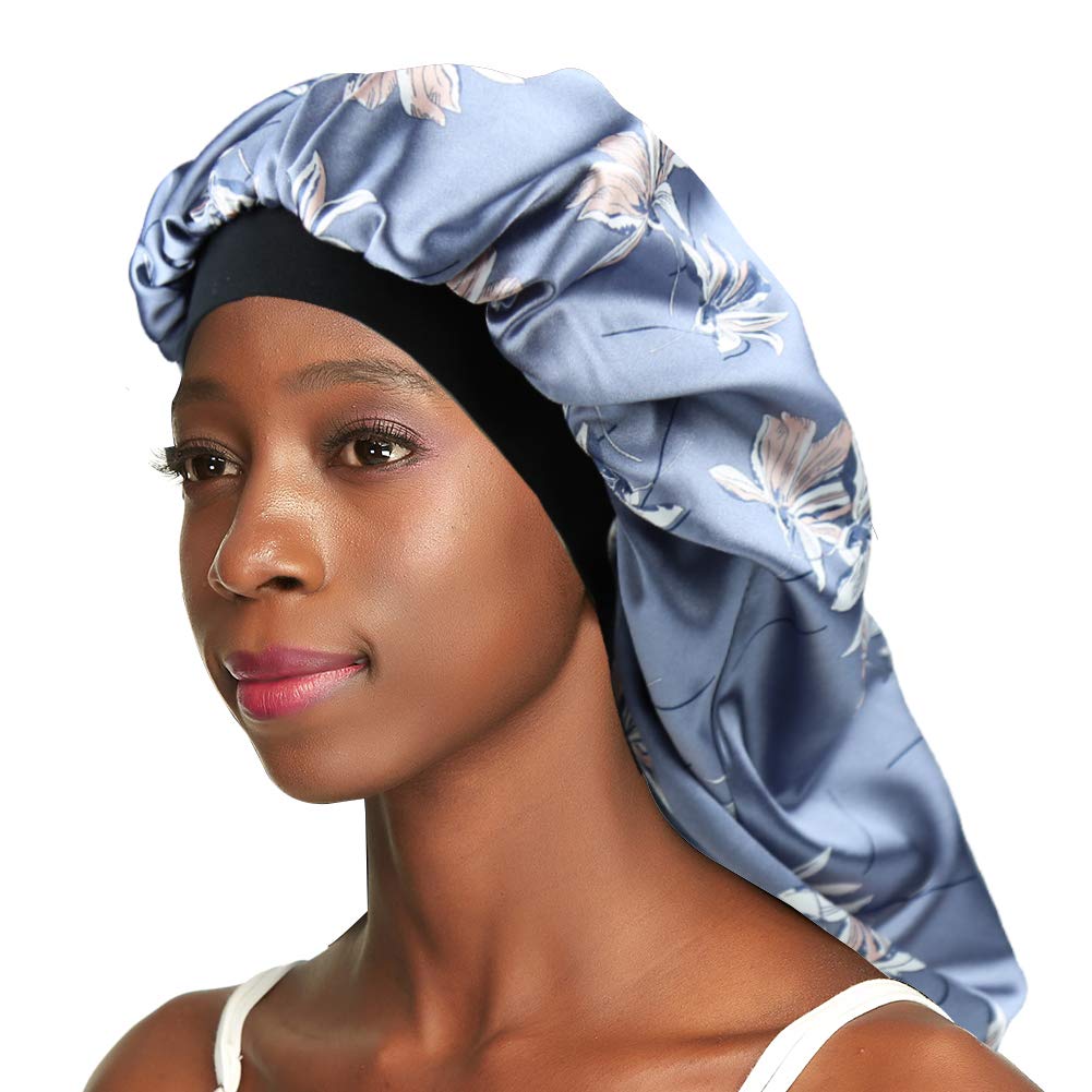 Long Braids Satin Bonnet Jumbo Sleep Cap to Protect Hair Black