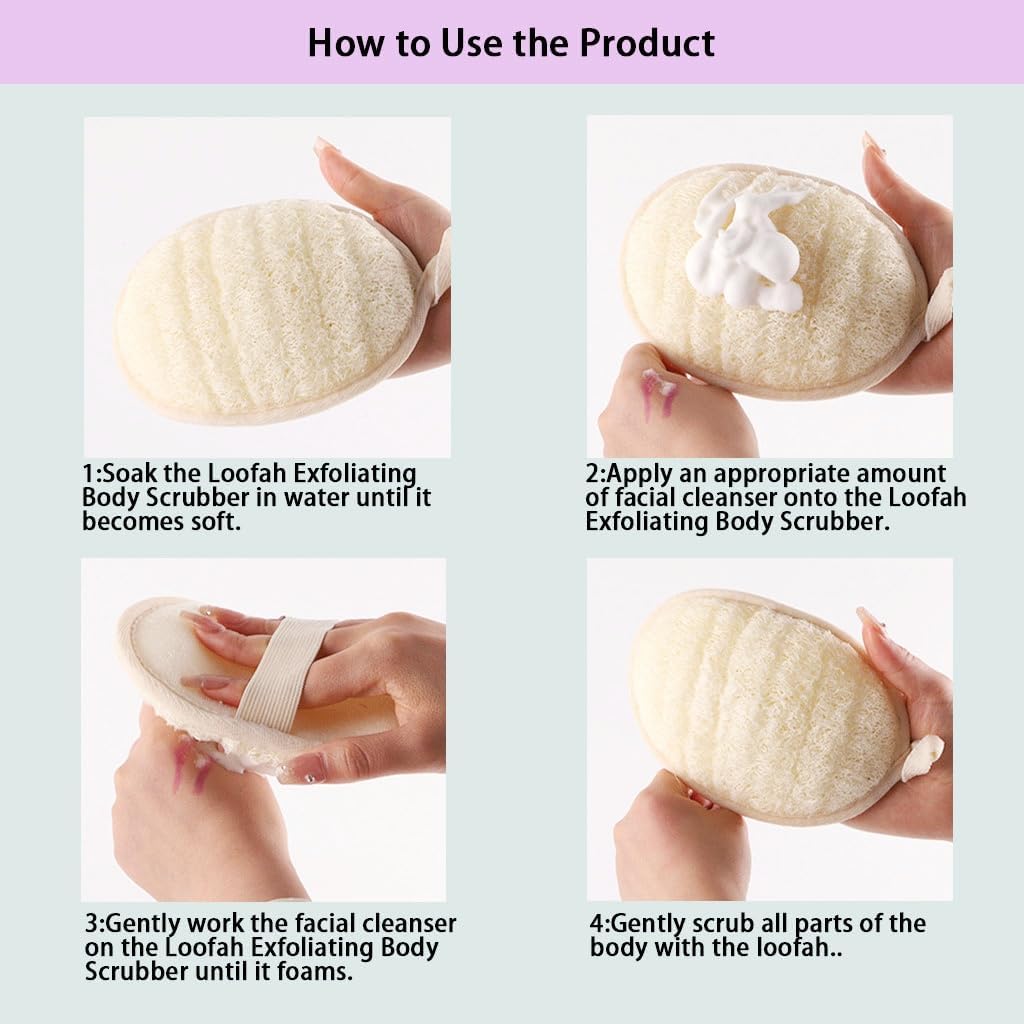 Natural Loofah Body Scrubber Sponge,3 Pack