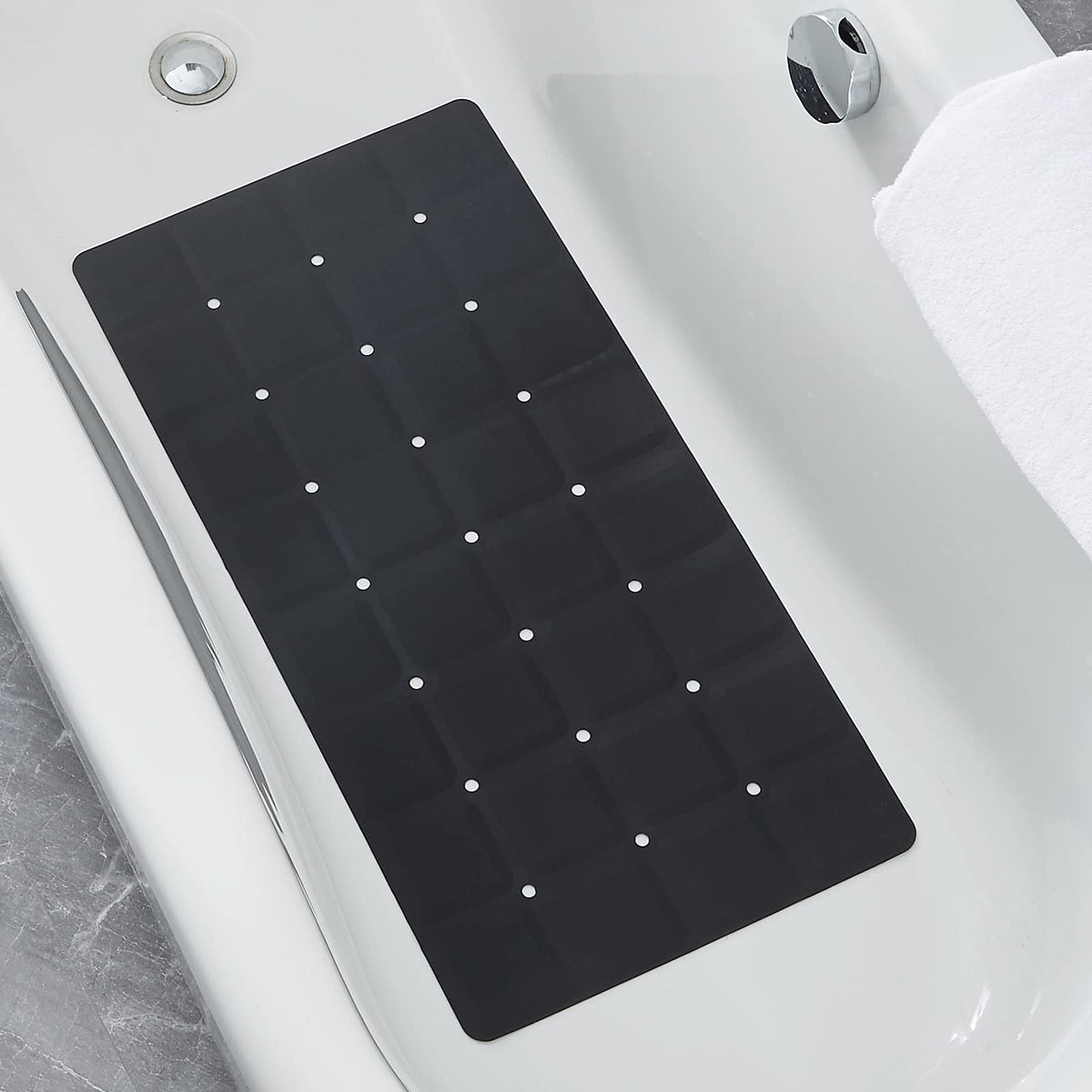 Webos Foldable Non Slip Silicon Bath Mat Bathtub mat no Suction Cups for Textured Tub and Reglazed Tub(Foldable-Beige, 28-inch x 14-inch)