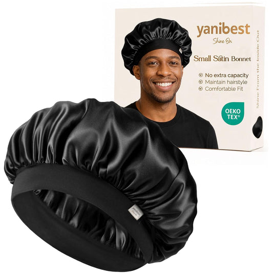 YANIBEST Small Satin Bonnet for Men, Hair Bonnet for Short Hair Waves