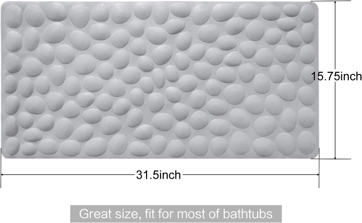 Non-Slip Bathtub Mat OTHWAY Soft Rubber Bathroom Bathmat with Strong Suction Cups (Grey)