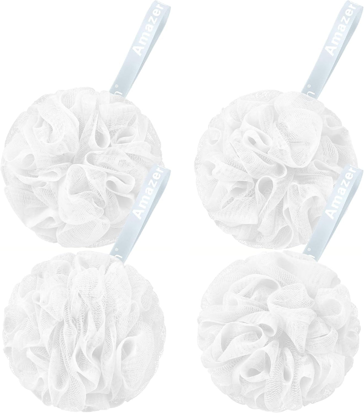 AmazerBath Loofah Sponge 75g/Piece, Loofah for Men Body Scrubber - Bath Sponge Loofa Set of 4 Black (Large)