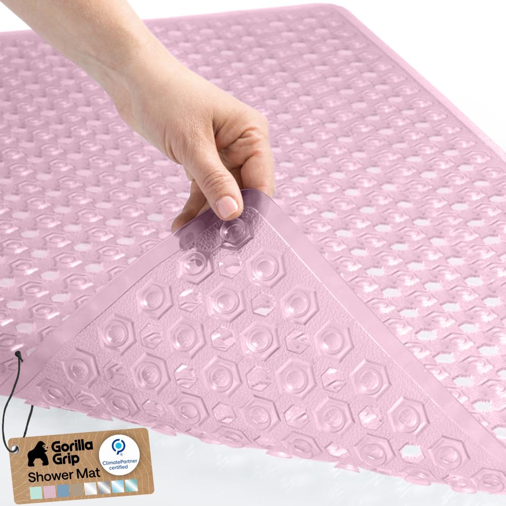 GORILLA GRIP Bath Tub Shower Mat, Bathtub Floor Liner, 35x16 Beige