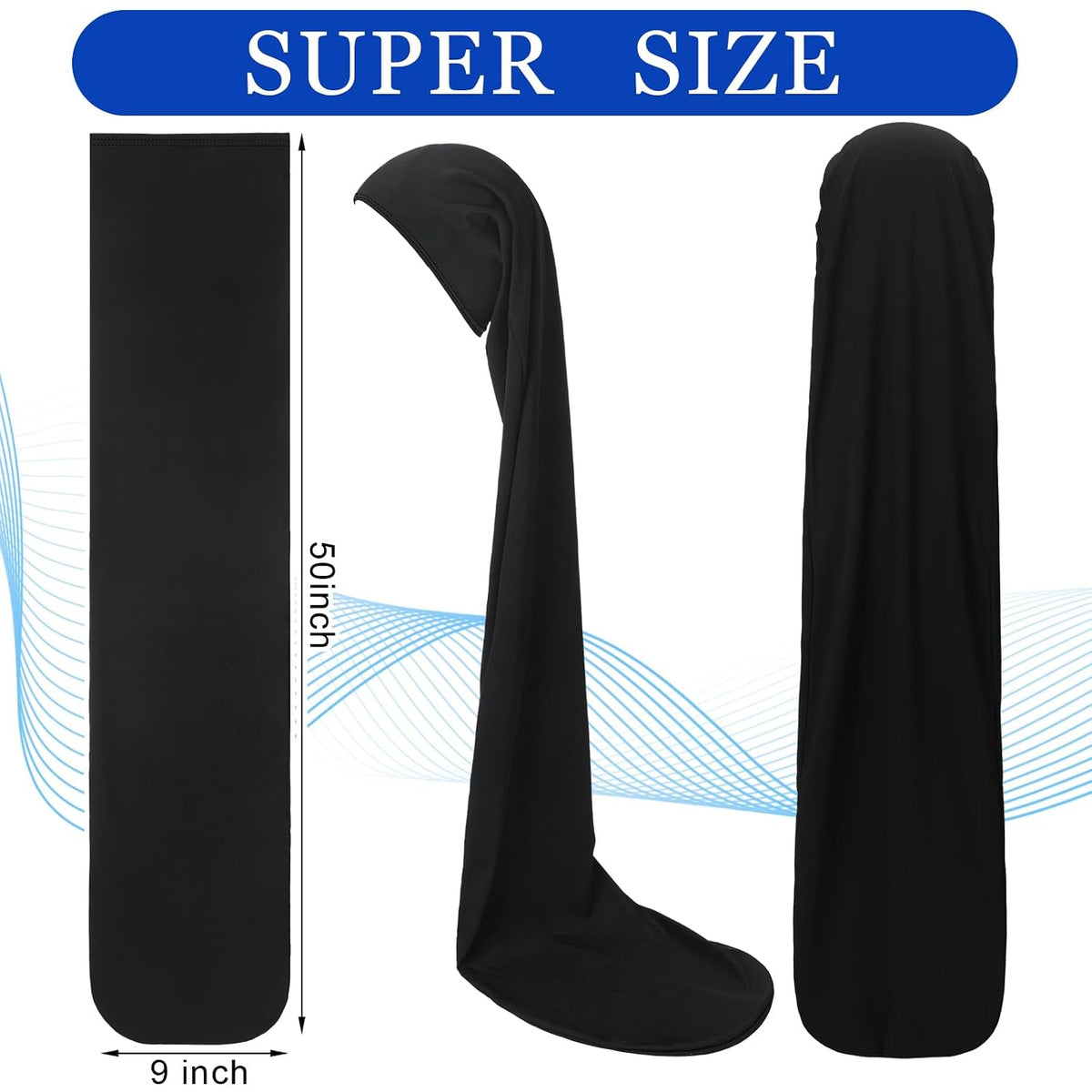 Twistover 2 Jumbo Dreadlock Cap Wrap for Dreads,Black,Black,50 Inches