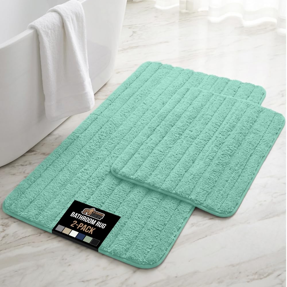 GORILLA GRIP Memory Foam Bathroom Rugs, Absorbent Bath Mat, 24x16 Navy