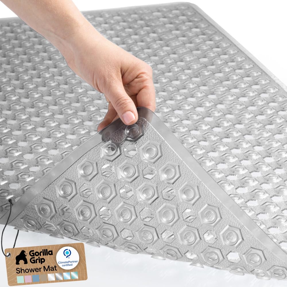 GORILLA GRIP Bath Tub Shower Mat, Bathtub Floor Liner, 35x16 Beige