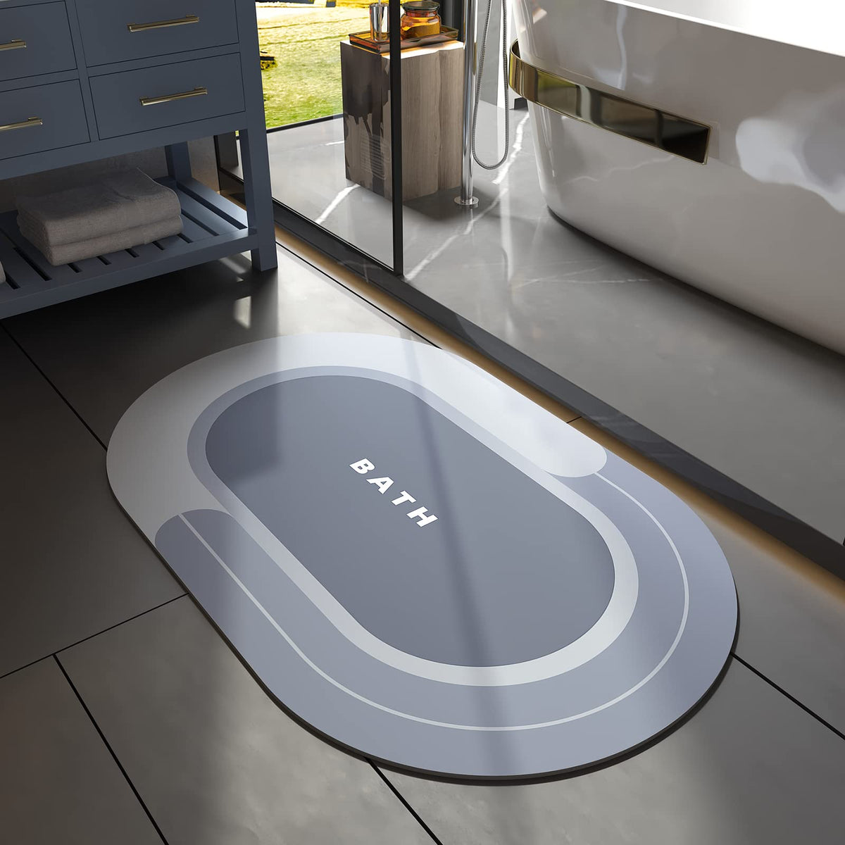 MontVoo Bath Mat - Non Slip, Quick Dry, Stain Resistant Bath Mat Rug for Bathroom Floor - Easy Care Shower Rug for Outside Bathtub - 17"x27" Grey