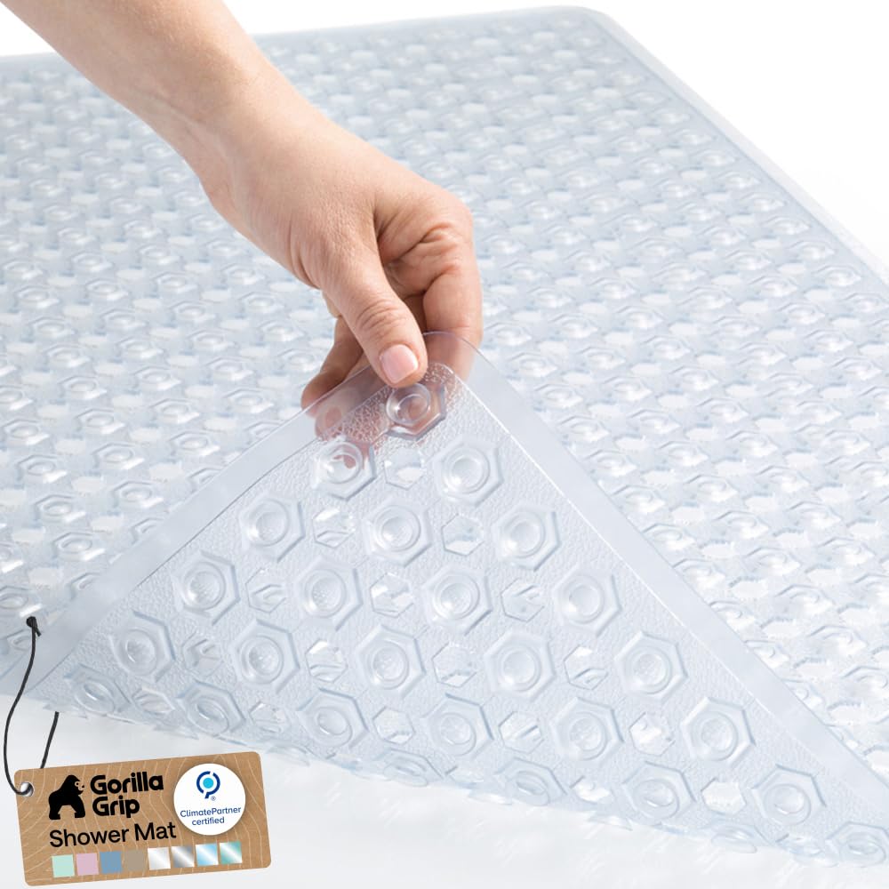 GORILLA GRIP Bath Tub Shower Mat, Bathtub Floor Liner, 35x16 Beige