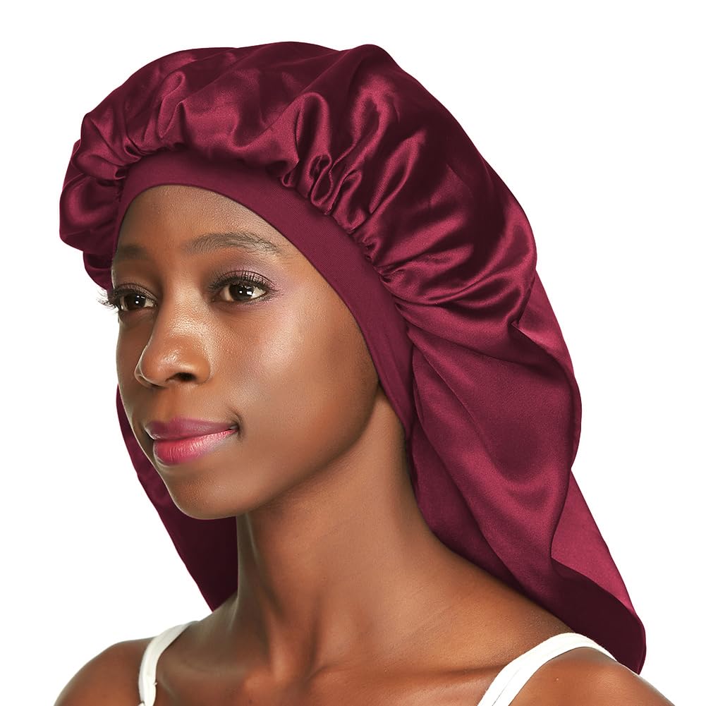 Long Braids Satin Bonnet Jumbo Sleep Cap to Protect Hair Black