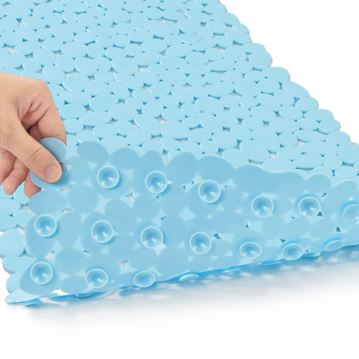 Pebble Bathtub Mat Non Slip 35" X 16" with Suction Cups,Black