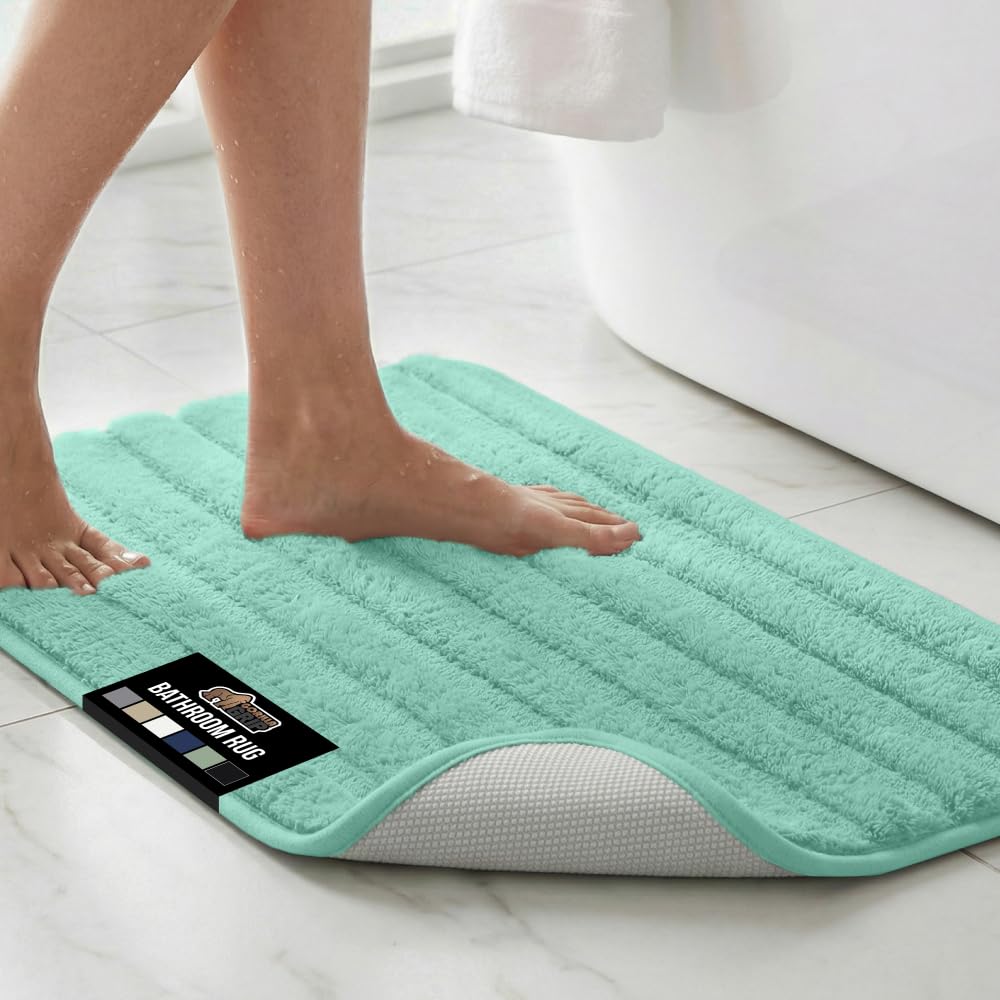 GORILLA GRIP Memory Foam Bathroom Rugs, Absorbent Bath Mat, 24x16 Navy