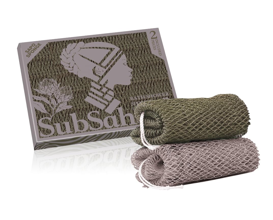 SubSahara African Net Sponge, 2 Pack 45-Inch Exfoliating Bath Scrubber