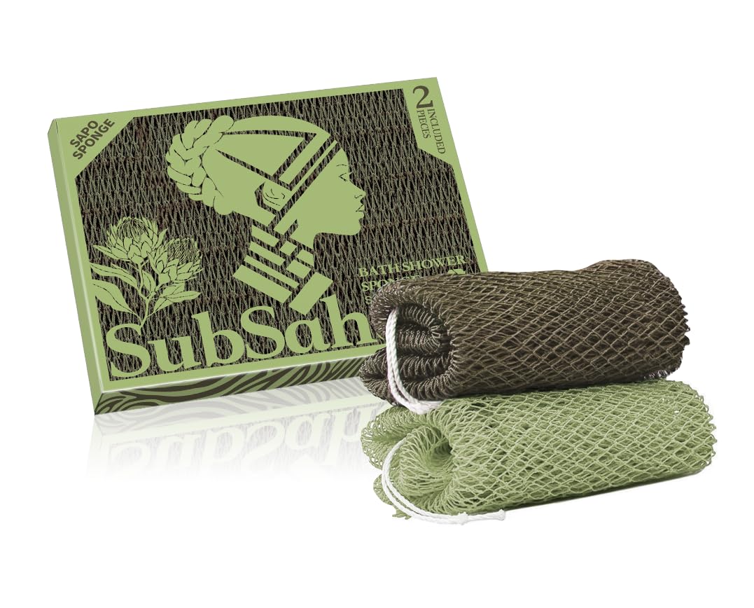 SubSahara African Net Sponge, 2 Pack 45-Inch Exfoliating Bath Scrubber