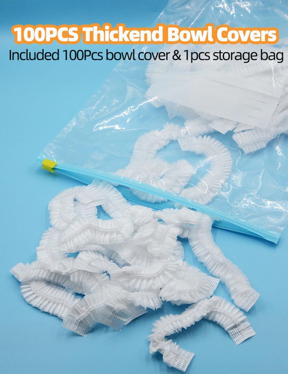 100Pcs Bowl Covers for Bread Proofing, Thickend Kitchen Bowl Dish Plate Cover, Sourdough Bread Baking Supplies, Shower Caps, Food Fruit Fresh Keeping Storage Accessories, BPA Free, Food Grade