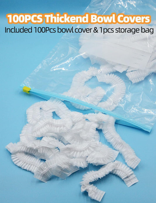 100Pcs Bowl Covers for Bread Proofing, Thickend Kitchen Bowl Dish Plate Cover, Sourdough Bread Baking Supplies, Shower Caps, Food Fruit Fresh Keeping Storage Accessories, BPA Free, Food Grade