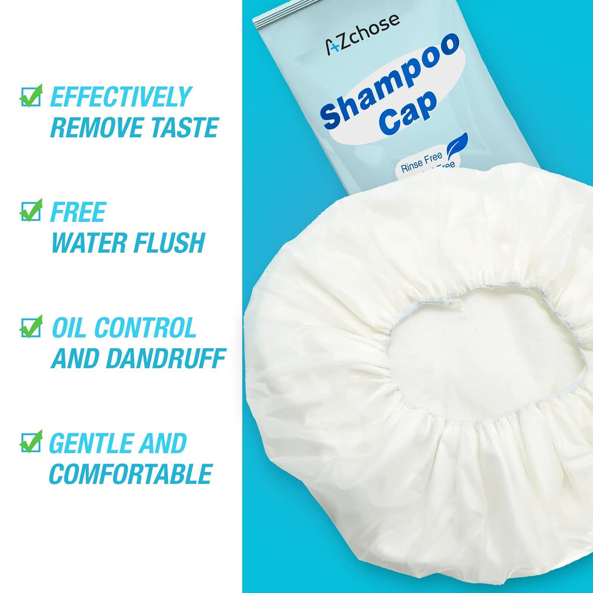 Shampoo Caps No Water Rinse Free for Bedridden Patients, 12 Pack