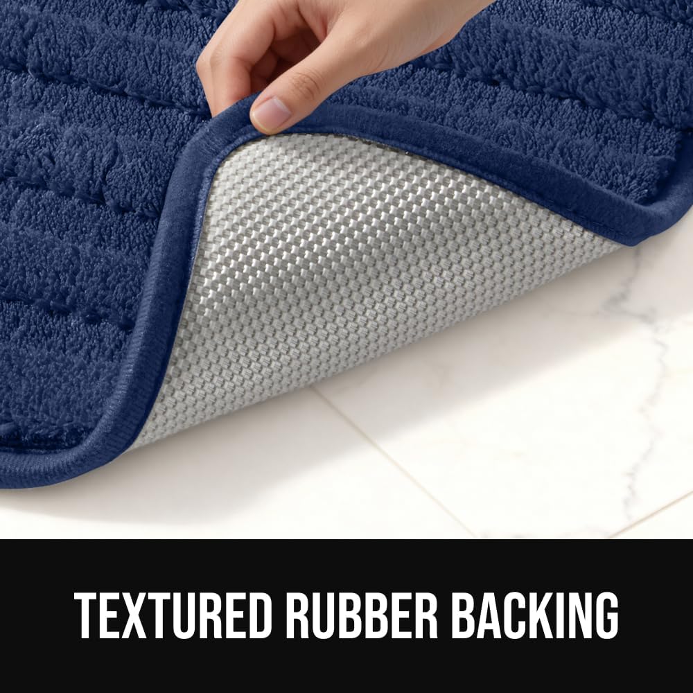 GORILLA GRIP Memory Foam Bathroom Rugs, Absorbent Bath Mat, 24x16 Navy