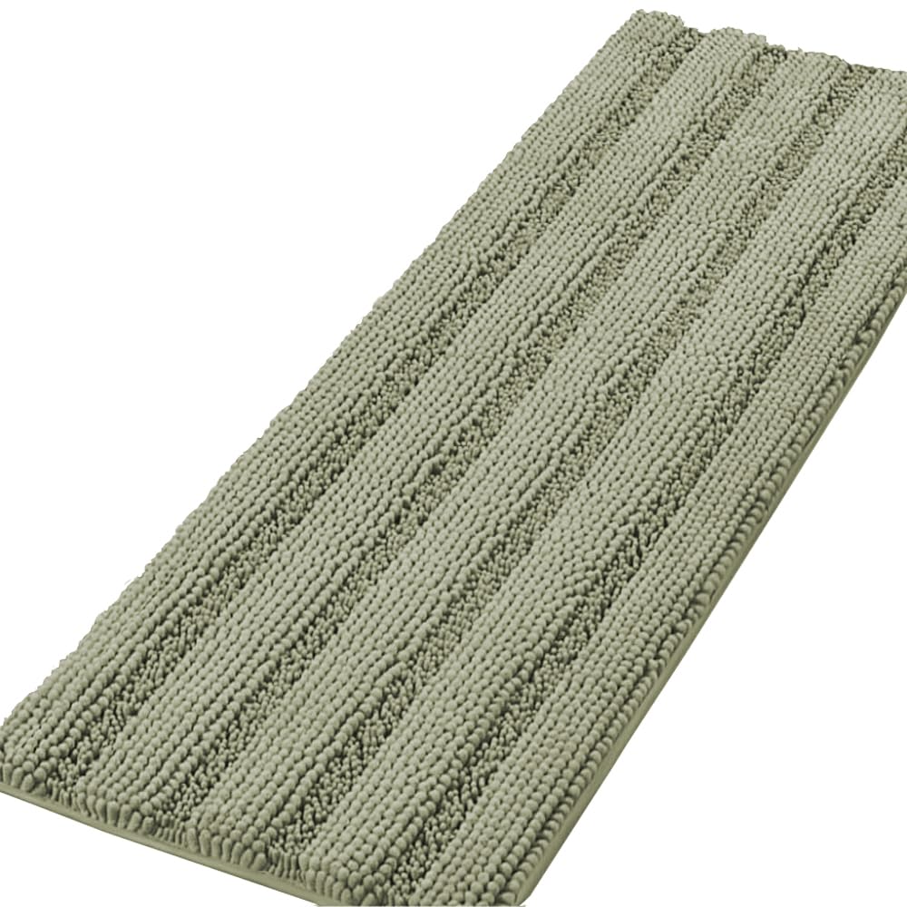 H.VERSAILTEX Grey Bathroom Rug Set Bath Mats, 2 Piece Bath Rugs Non Slip Thick Soft Chenille Striped Bath Rug Set, Bath Mats for Bathroom Sets (Grey, 20" x 32"/17" x 24")