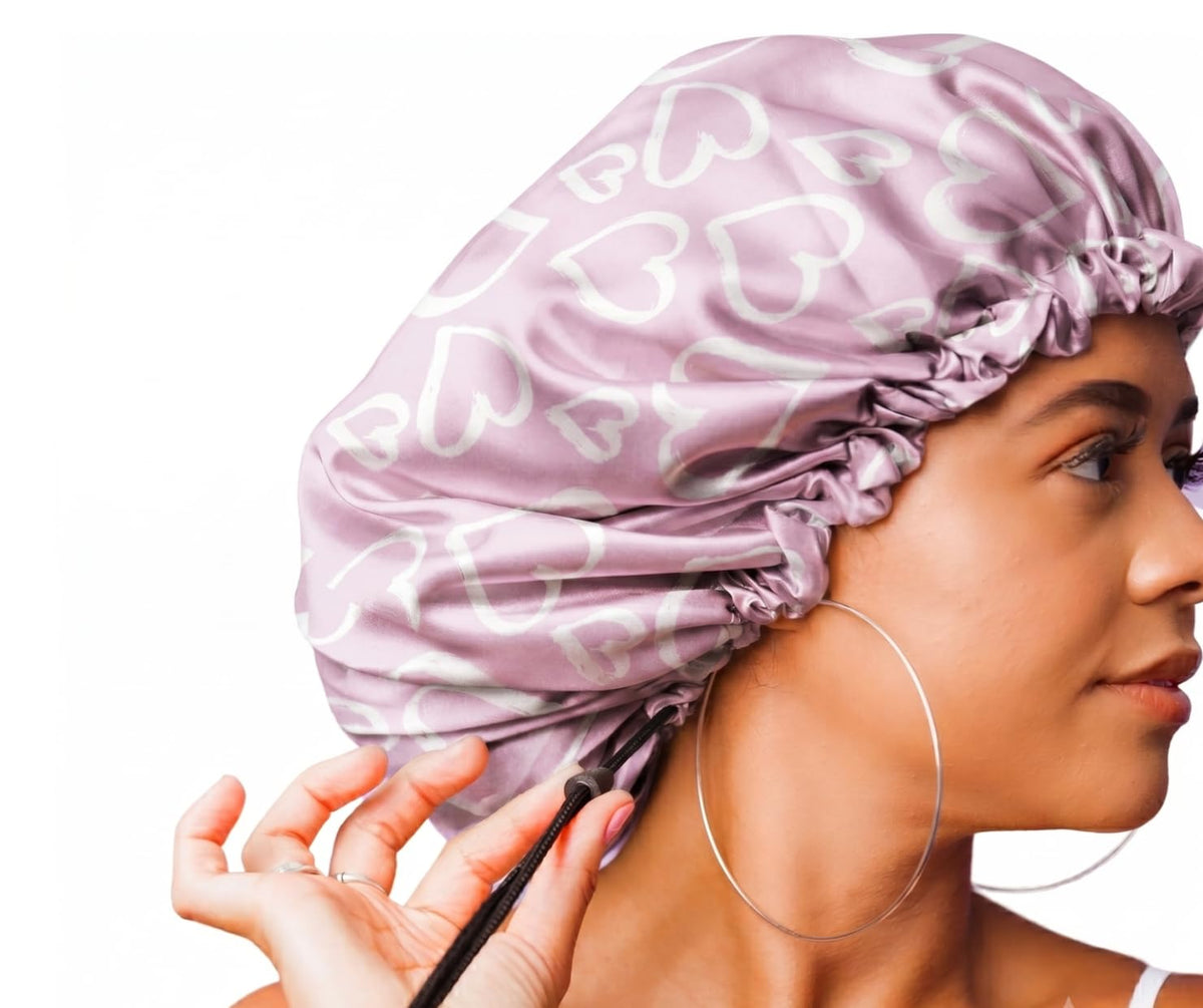 Glow By Daye Satin Bonnet, Double-Layered and Adjustable Satin Sleep Cap, Extra Large, Reversible Navy Classico