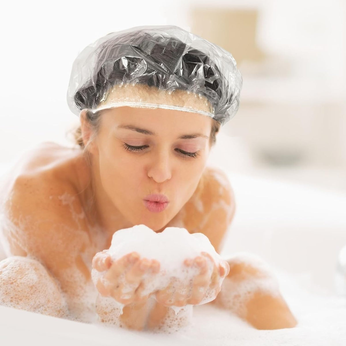500 Pcs Larger Shower Caps Disposable, Plastic Hair Caps for Women Men.
