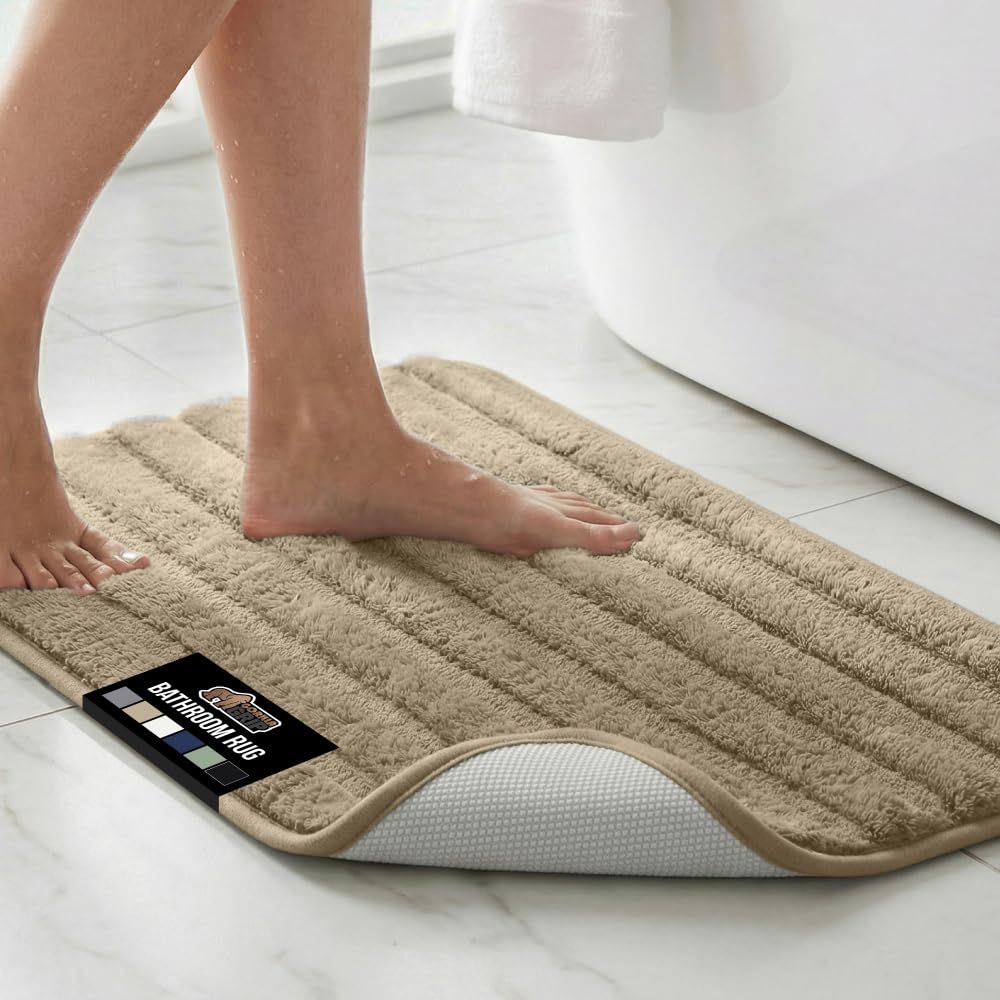 GORILLA GRIP Memory Foam Bathroom Rugs, Absorbent Bath Mat, 24x16 Navy