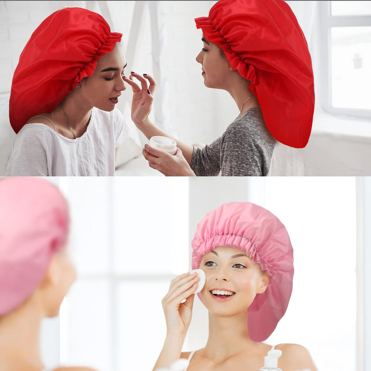 Bencailor 4 Pcs Large Shower Cap, Blank Pattern, Bright Colors