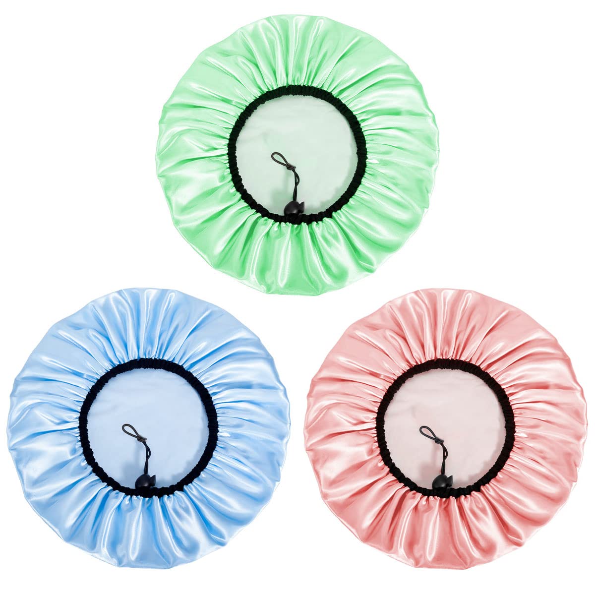 Auban Shower Cap for Women, Adjustable Reusable, Extra Large, Double-Layer Waterproof Bathing cap, Waterproof Exterior, EVA Lining, Hair Cap for All Hair Lengths, 3 Colors