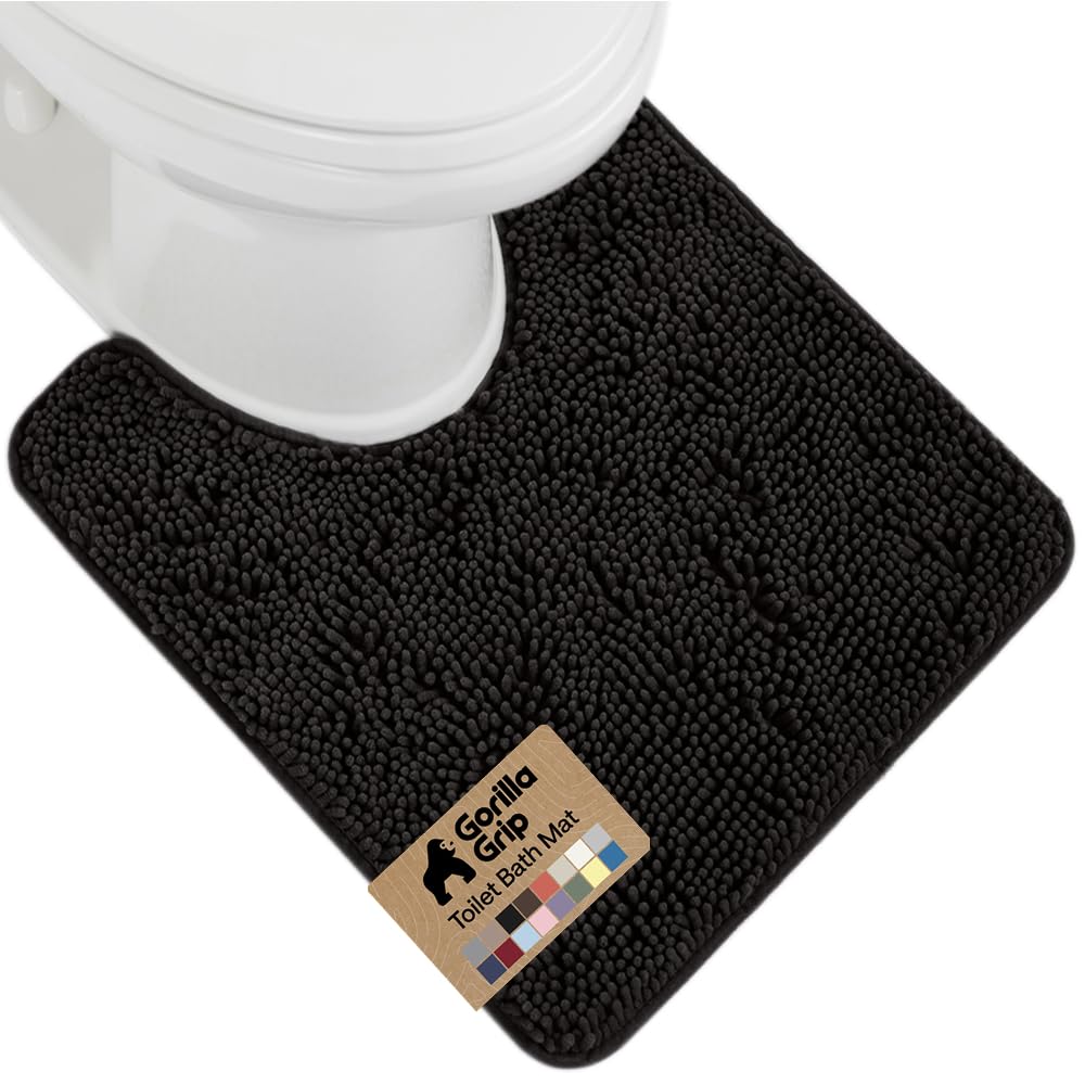 GORILLA GRIP Bath Rug Mat for Bathroom, Absorbent Chenille, 30x20 Gray