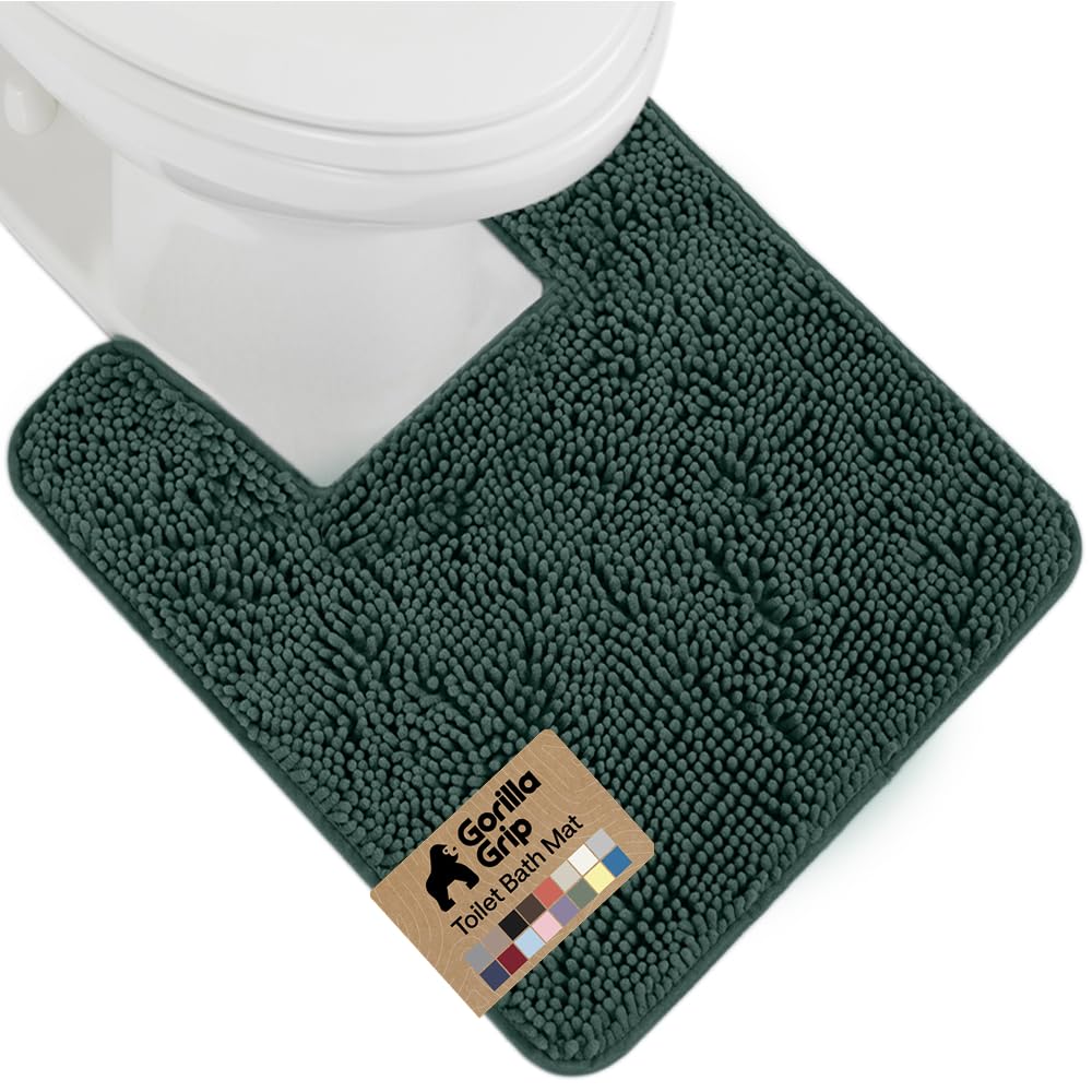 GORILLA GRIP Bath Rug Mat for Bathroom, Absorbent Chenille, 30x20 Gray