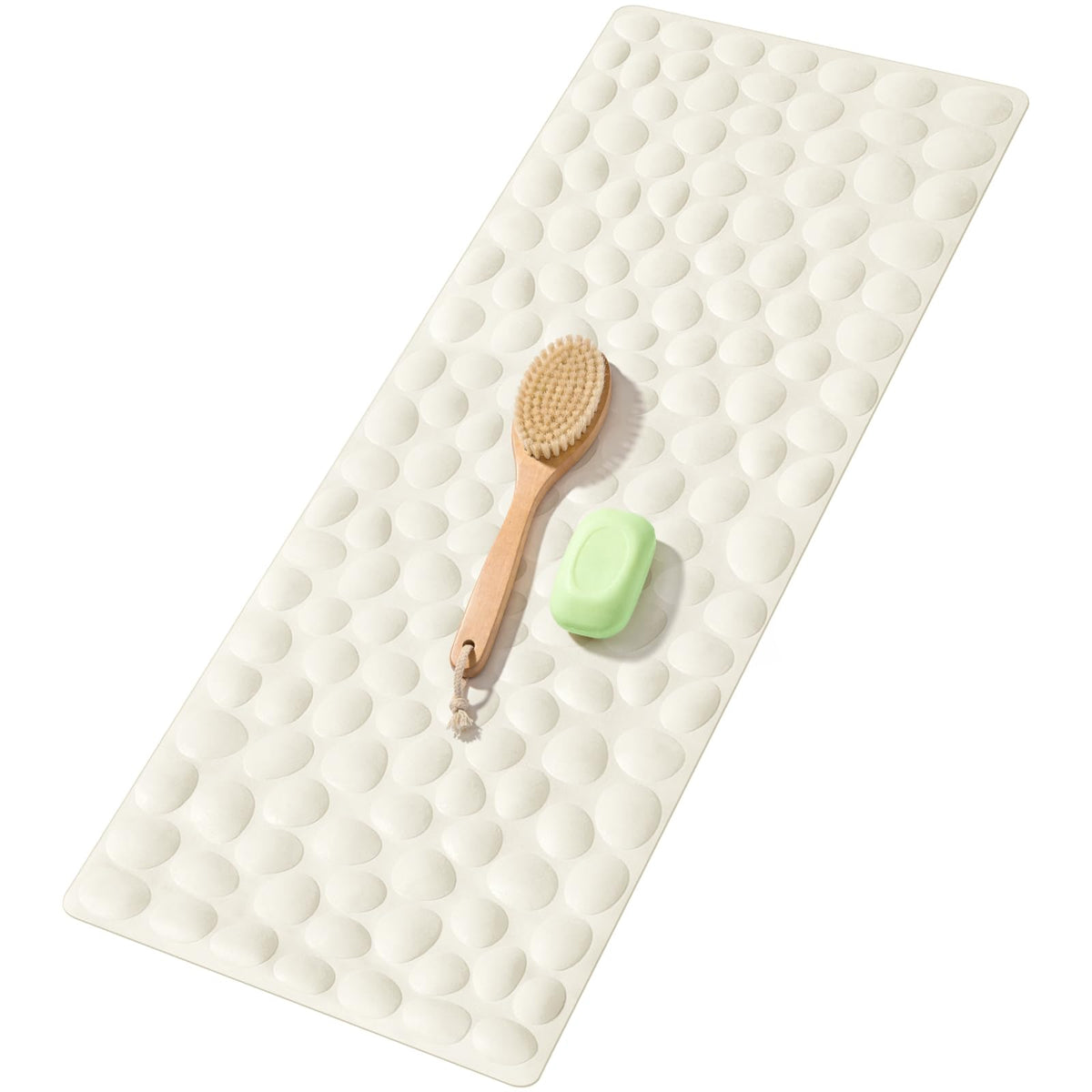 Bligli Non Slip Bathtub Mat, 16x31.5 Inch Standard Non-Slip Bathmats with Strong Suction Cups, Soft Rubber Anti-Slip Bathroom Floor Mat, Machine Washable, Comfort on Feet, 100% BPA Free (Beige)