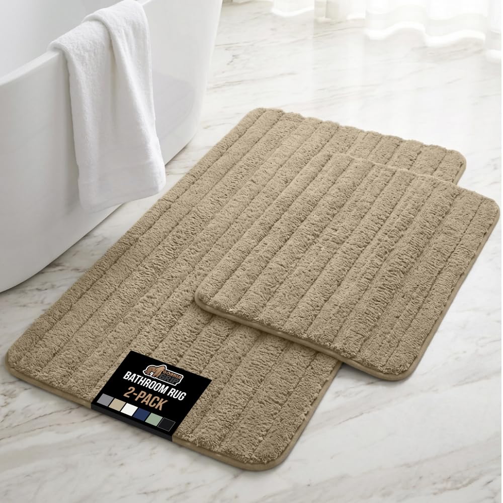 GORILLA GRIP Memory Foam Bathroom Rugs, Absorbent Bath Mat, 24x16 Navy