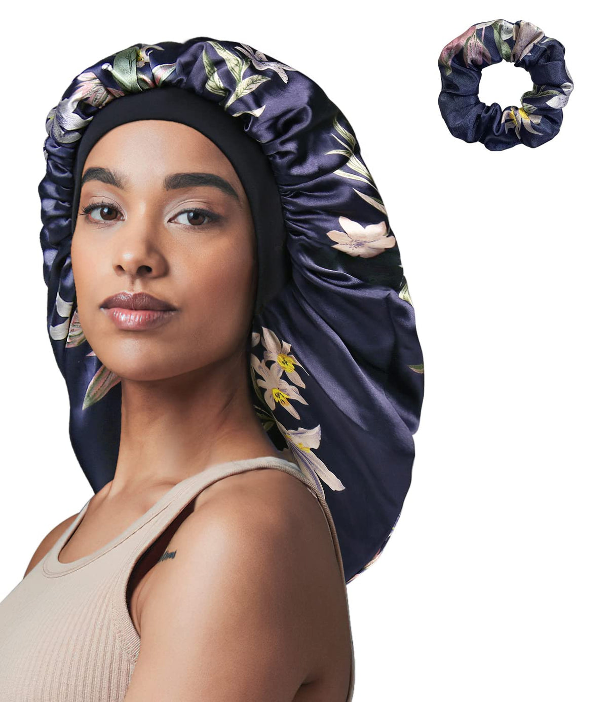 Long Braids Satin Bonnet Jumbo Sleep Cap to Protect Hair Black
