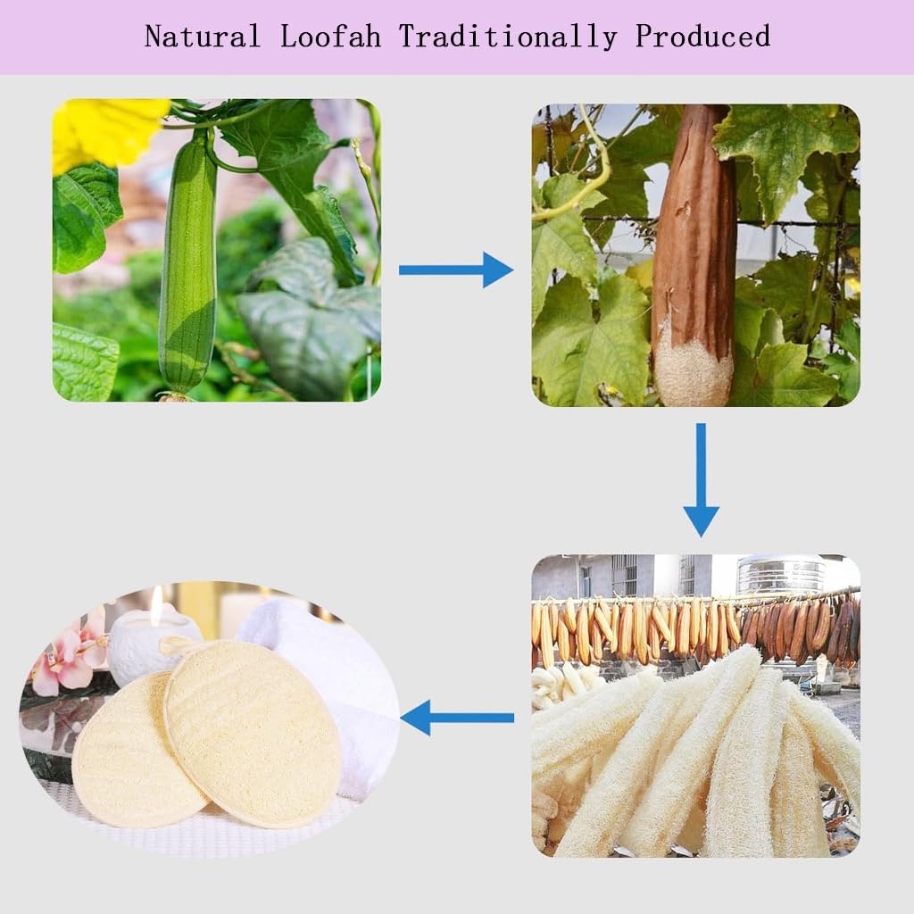 Natural Loofah Body Scrubber Sponge,3 Pack