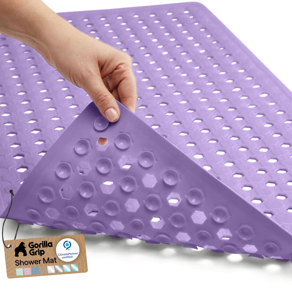 GORILLA GRIP Bath Tub Shower Mat, Bathtub Floor Liner, 35x16 Beige