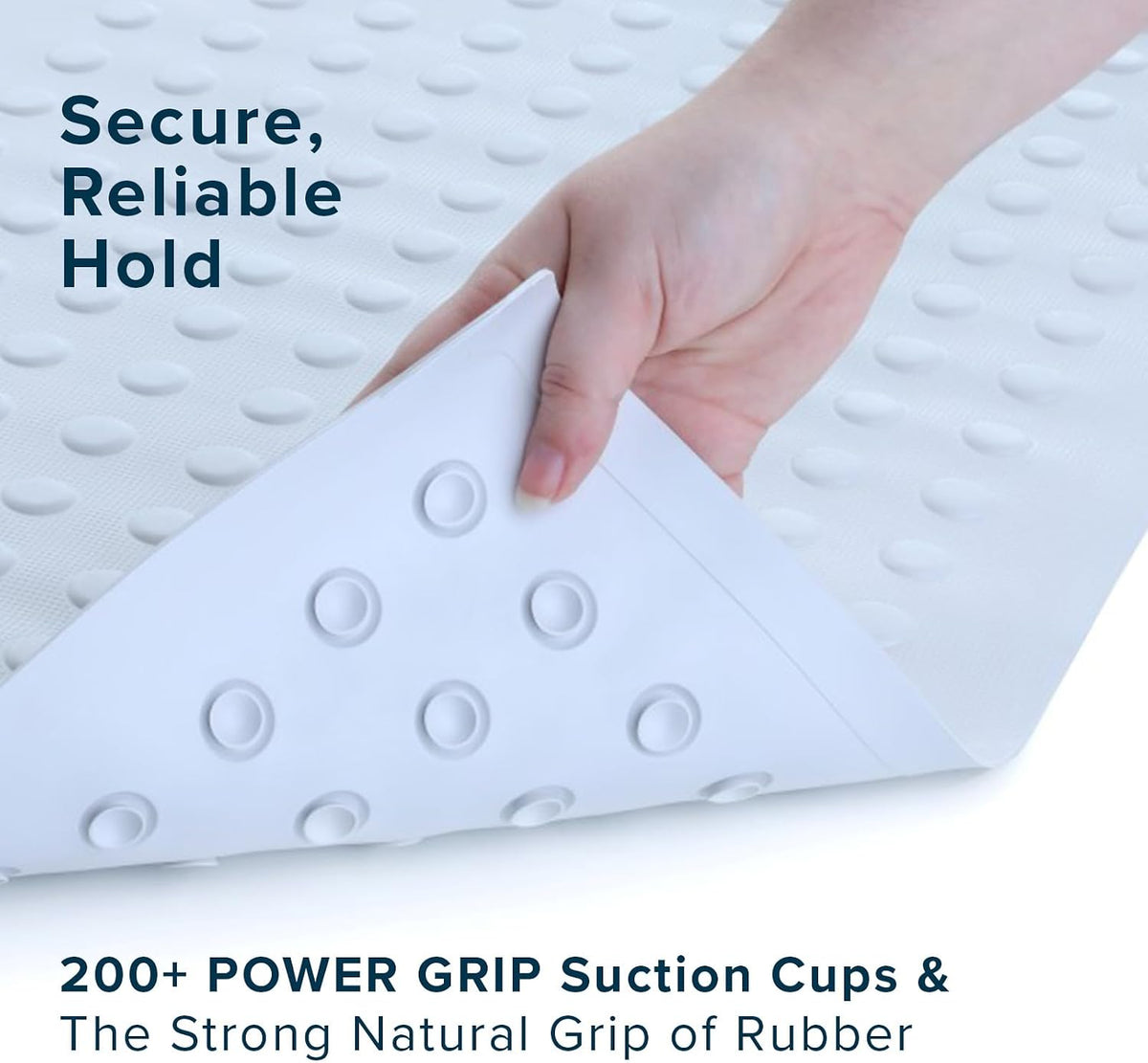 SlipX Solutions Natural Rubber Non Slip Bath Mat for Tub, 18x36, White