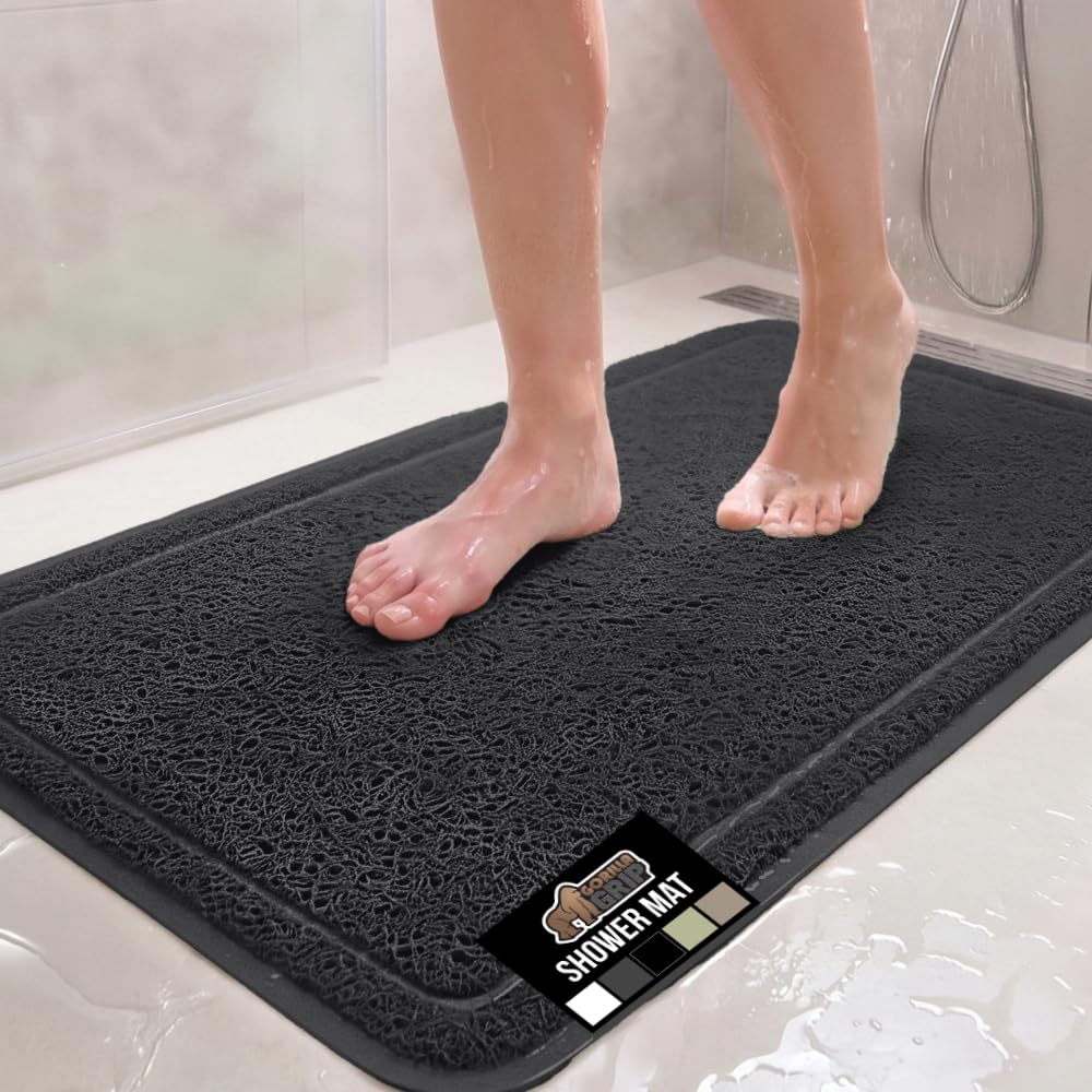 GORILLA GRIP Exfoliating Bath and Shower Mat, Textured Backing, 24x16 White