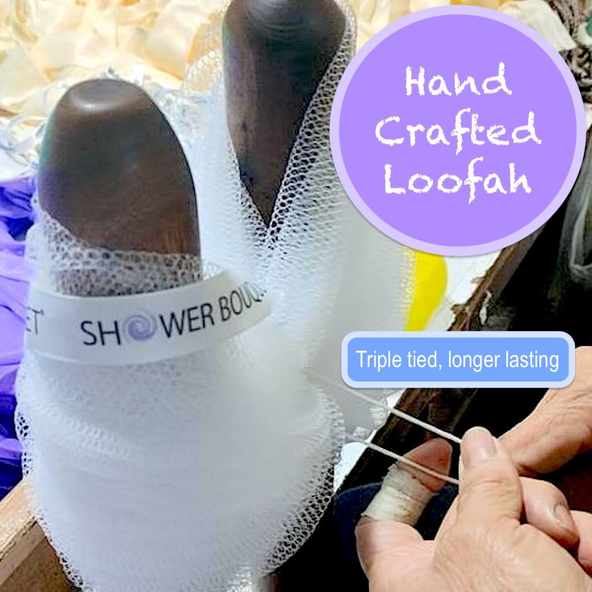 SHOWER BOUQUET Loofah Soft-White-Cloud Bath-Sponge 4-Pack Extra Large 75g