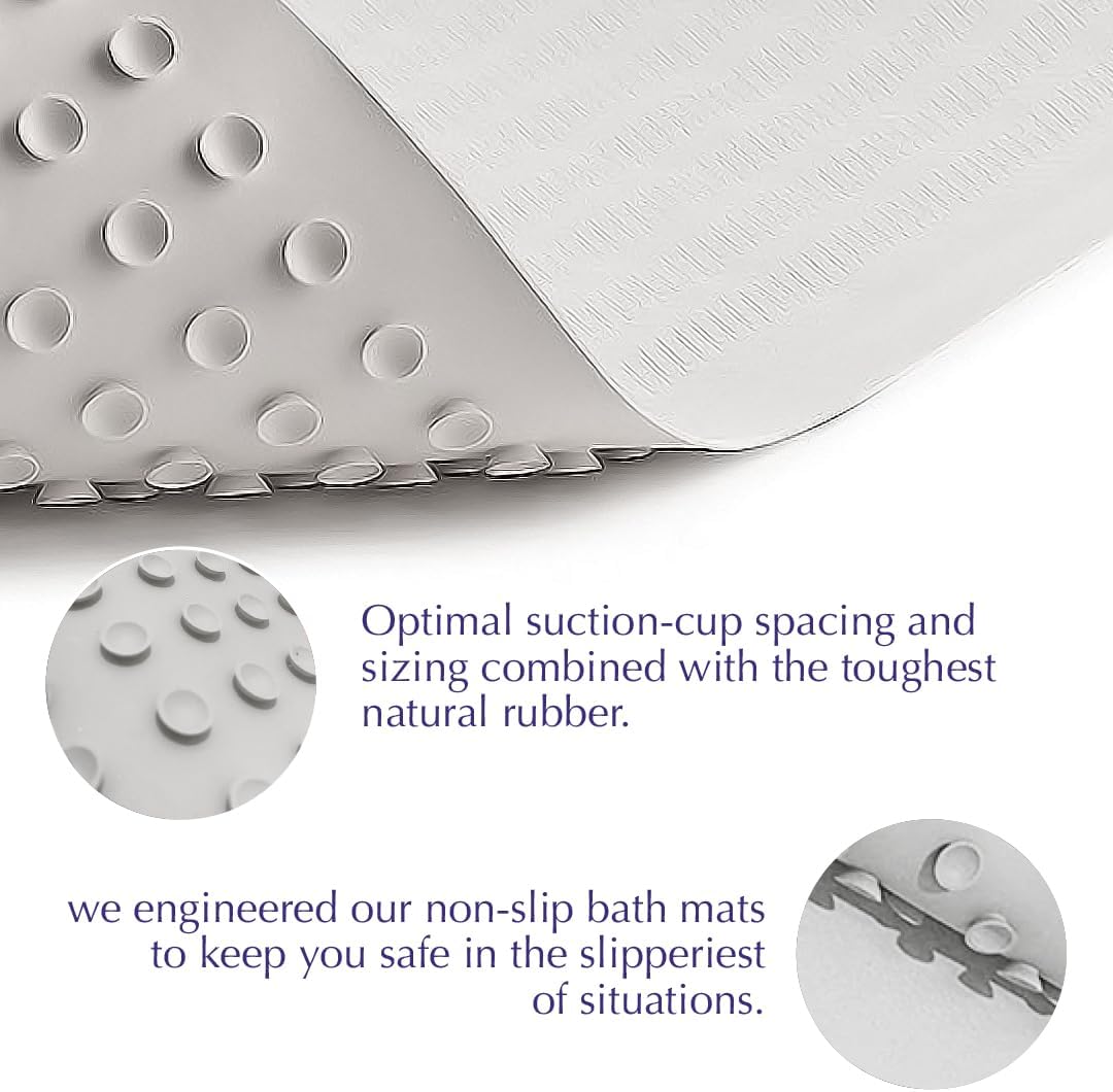 Epica Bathtub Mat Non Slip, Rubber Bath Mat for Kids, Baby, Pet, 16 x 28