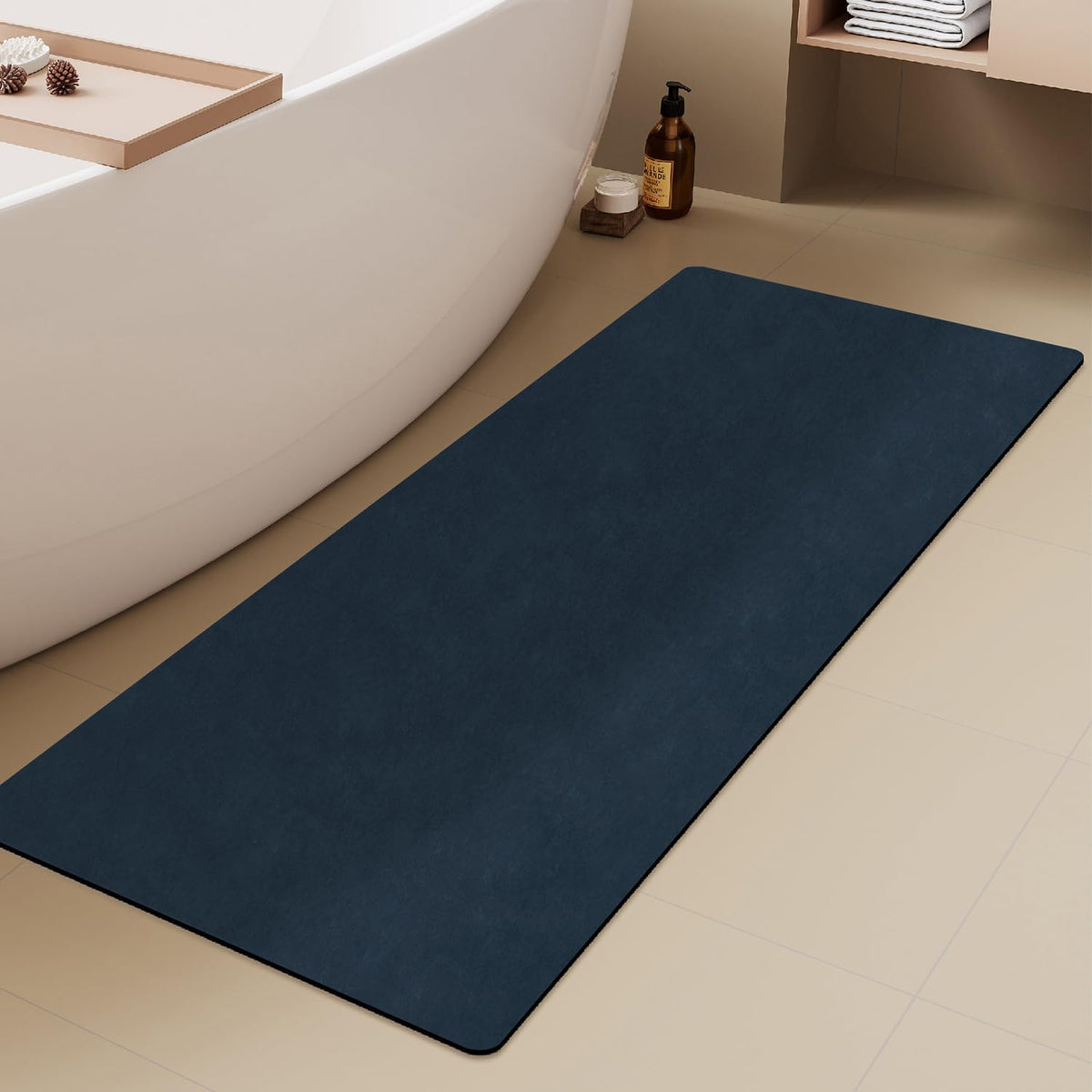 TYUU Thin Bath Mat, Small Bathroom Rugs Non Slip Washable, 16x24 Dark Grey
