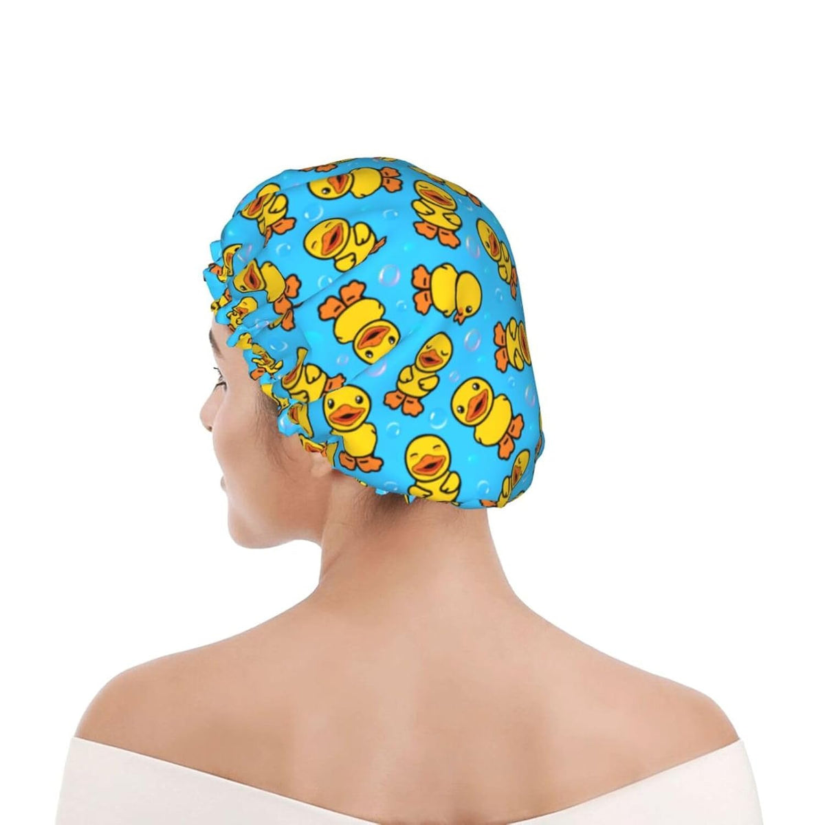 Yellow Rubber Duck Shower Cap Gifts For Womens Mens Waterproof Adjustable