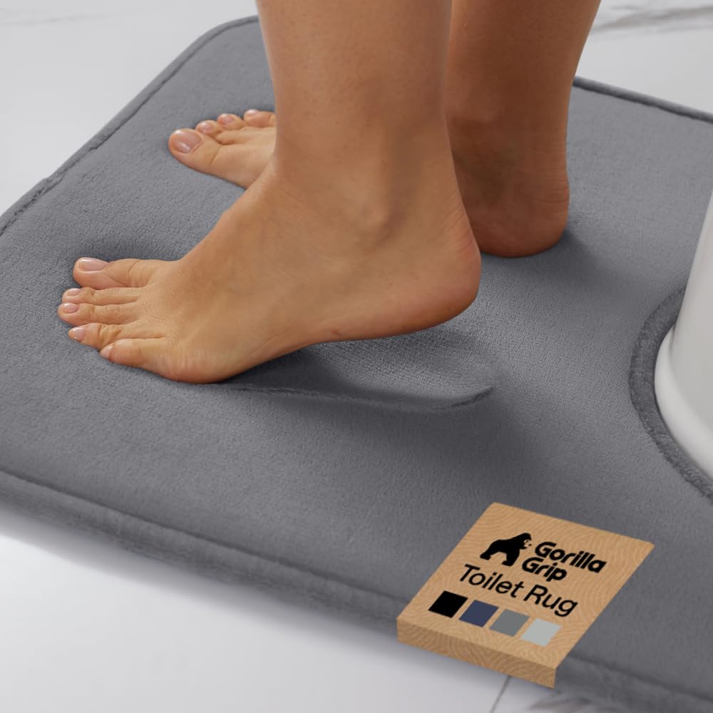GORILLA GRIP® Memory Foam Bath Rug for Bathroom, 24x17 Gray