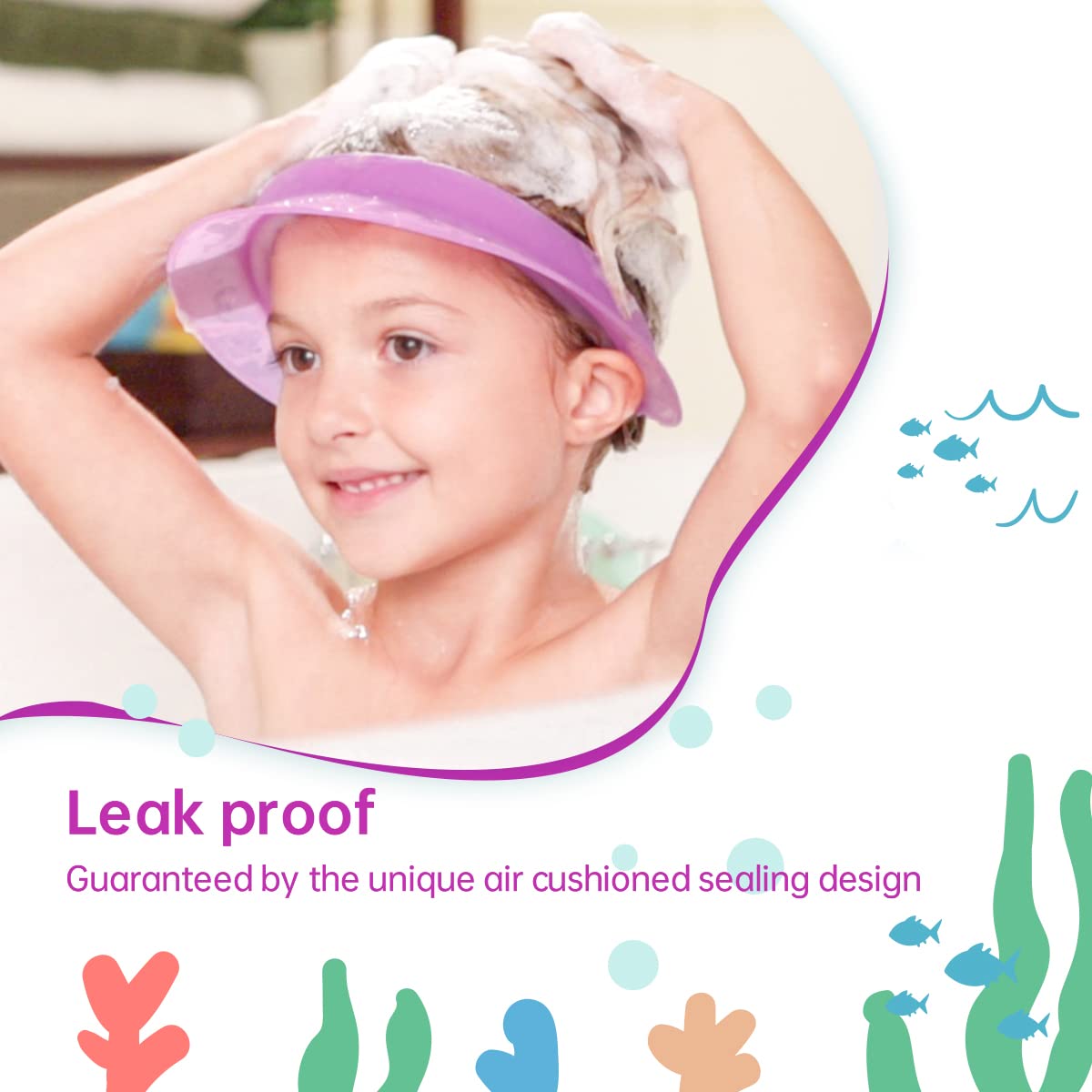 Kair Bath Visor for Babies, Silicone Air Cushioned Shower Cap for kids, Shower Water Guard for 1-9 Years Children bath and Toddler Bath (Head Circumference Greater Than 15 Inches)